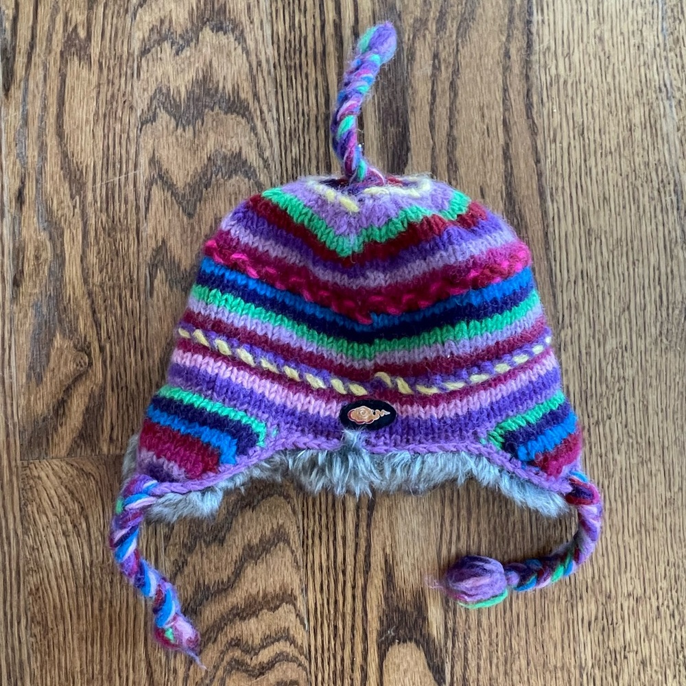 Everest Designs colorful striped sherpa hat